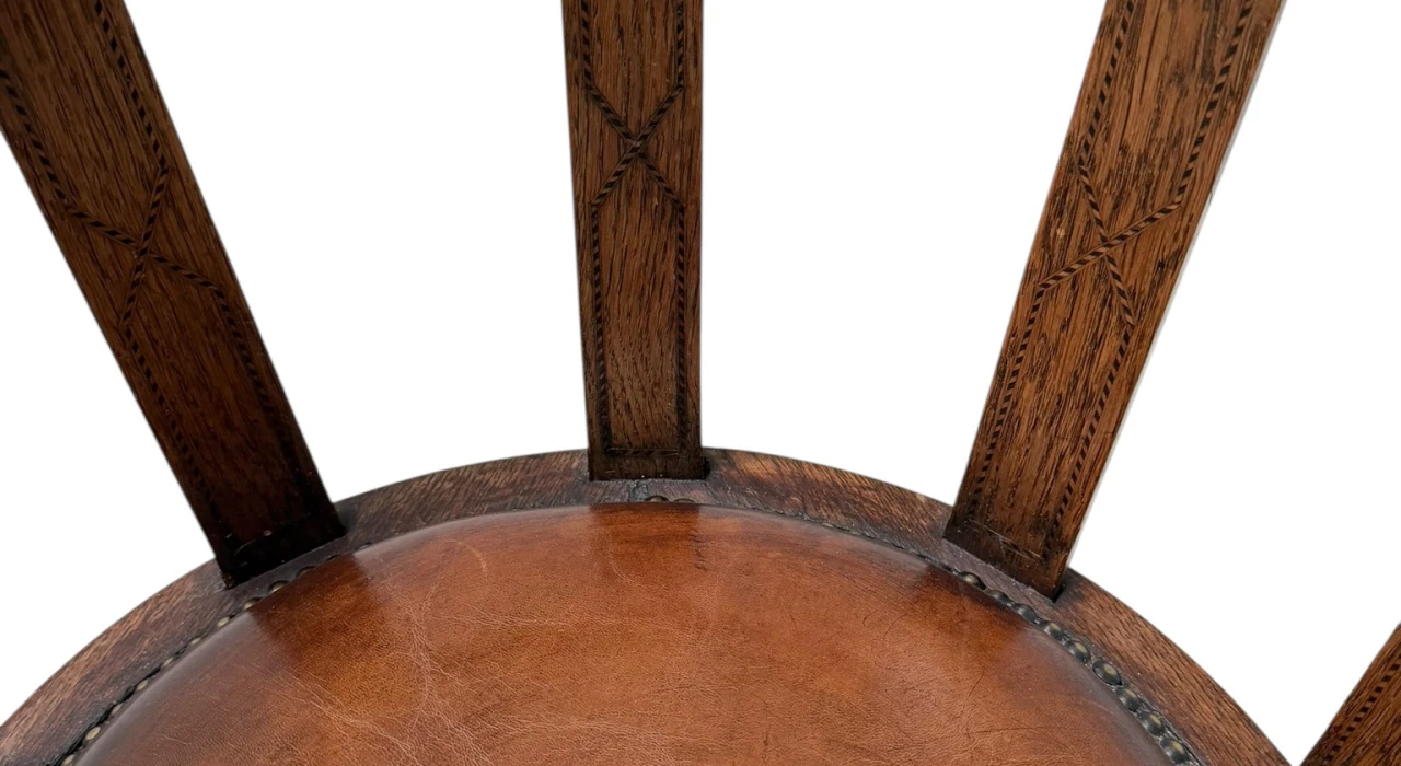 Art Deco Captain"s Chair or Armchair with Leather Seat, 1930s